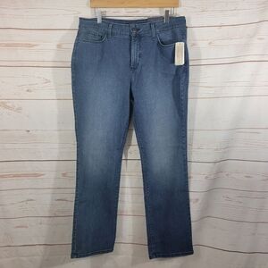 NYDJ Frankford Medium Wash Straight Leg Bejeweled Jeans Size 16P NWT